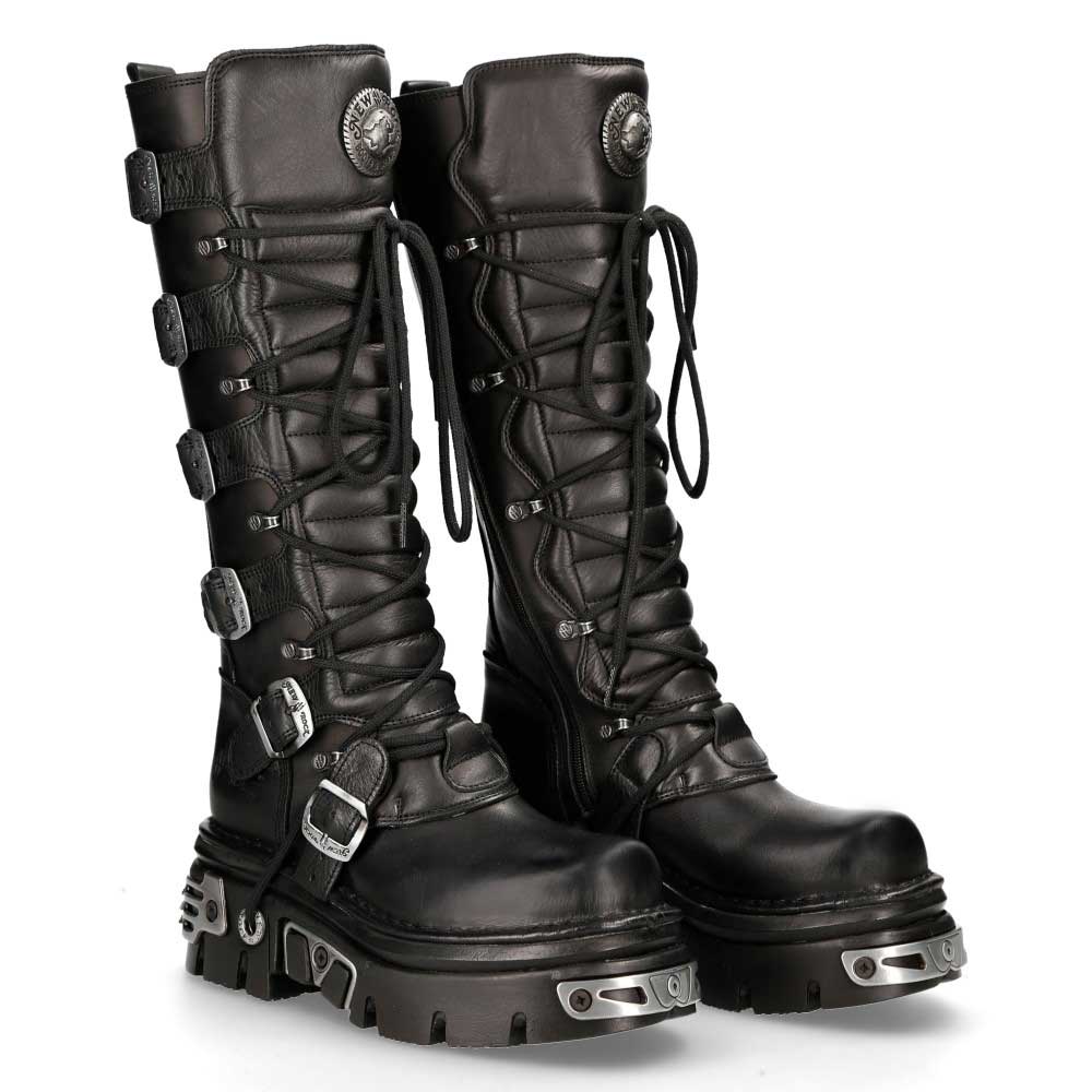 New Rock - M-272-S1 Stiefel - Schwarz/Silberfarben